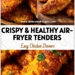 Crispy boneless Rotisserie Chicken Tenders made in an Air Fryer with golden crust and juicy Chicken Tenderloins.